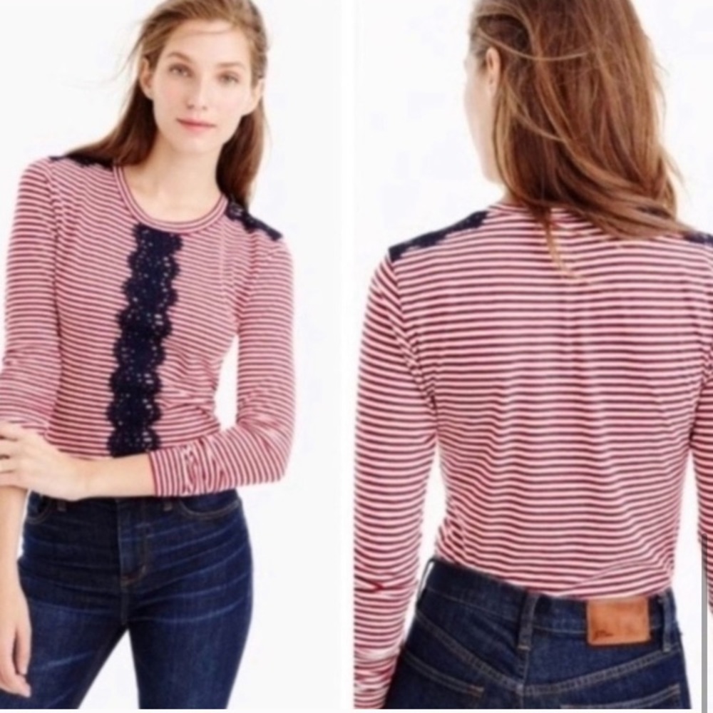 RELISTED ๐ HP ๐ J. Crew Striped Lace Long Sleeve L572 - Picture 7 of 7